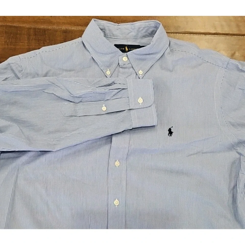 Ralph Lauren Mens Shirt XL Custom Fit Gingham CHECKED Button Down Black Pony